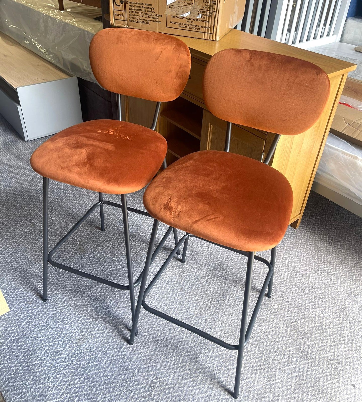 Assembled Habitat Ariana Pair of Fabric Counter Bar Stool - Copper